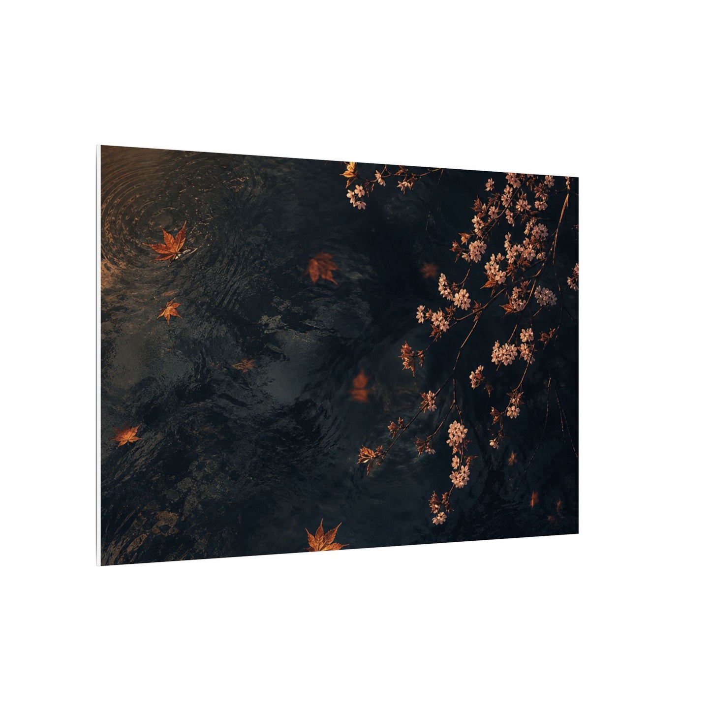 Golden Hour Cherry Blossom Canvas Art - Dark Japandi Kanso