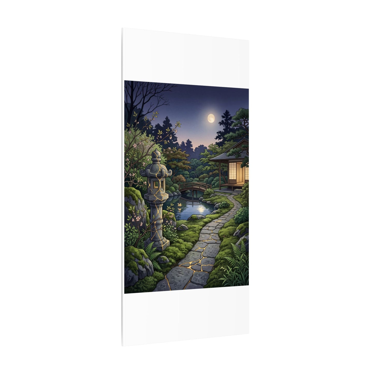 Spring Moonlit Garden Gold Vein Canvas Art | Resilient Decor