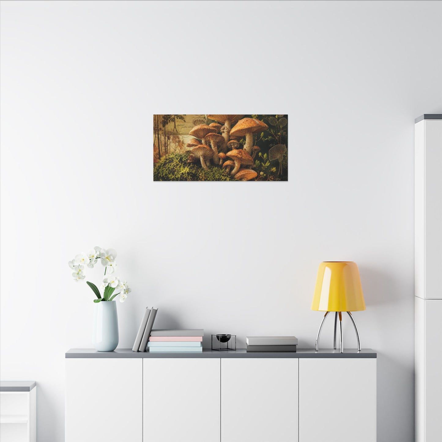 Spring Wild Mushrooms Herbarium Canvas Art | Earthy Decor