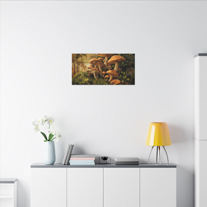 Spring Wild Mushrooms Herbarium Canvas Art | Earthy Decor