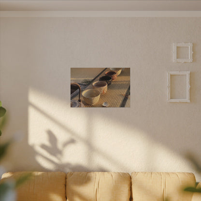 Kintsugi Tea Ceremony in Golden Hour | Gold Repair Canvas Art