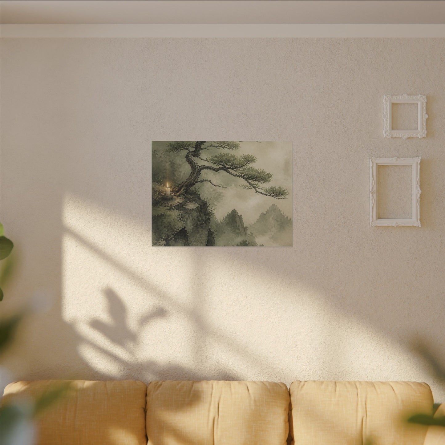Candlelight Pine Tree Canvas Art - Japandi Kanso