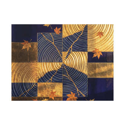Autumn Water Ripple Crackle Gold Canvas Art | Artful Decor