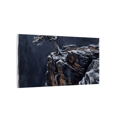 Dark Japandi Pine Tree in Dawn | Dark Texture Canvas Art