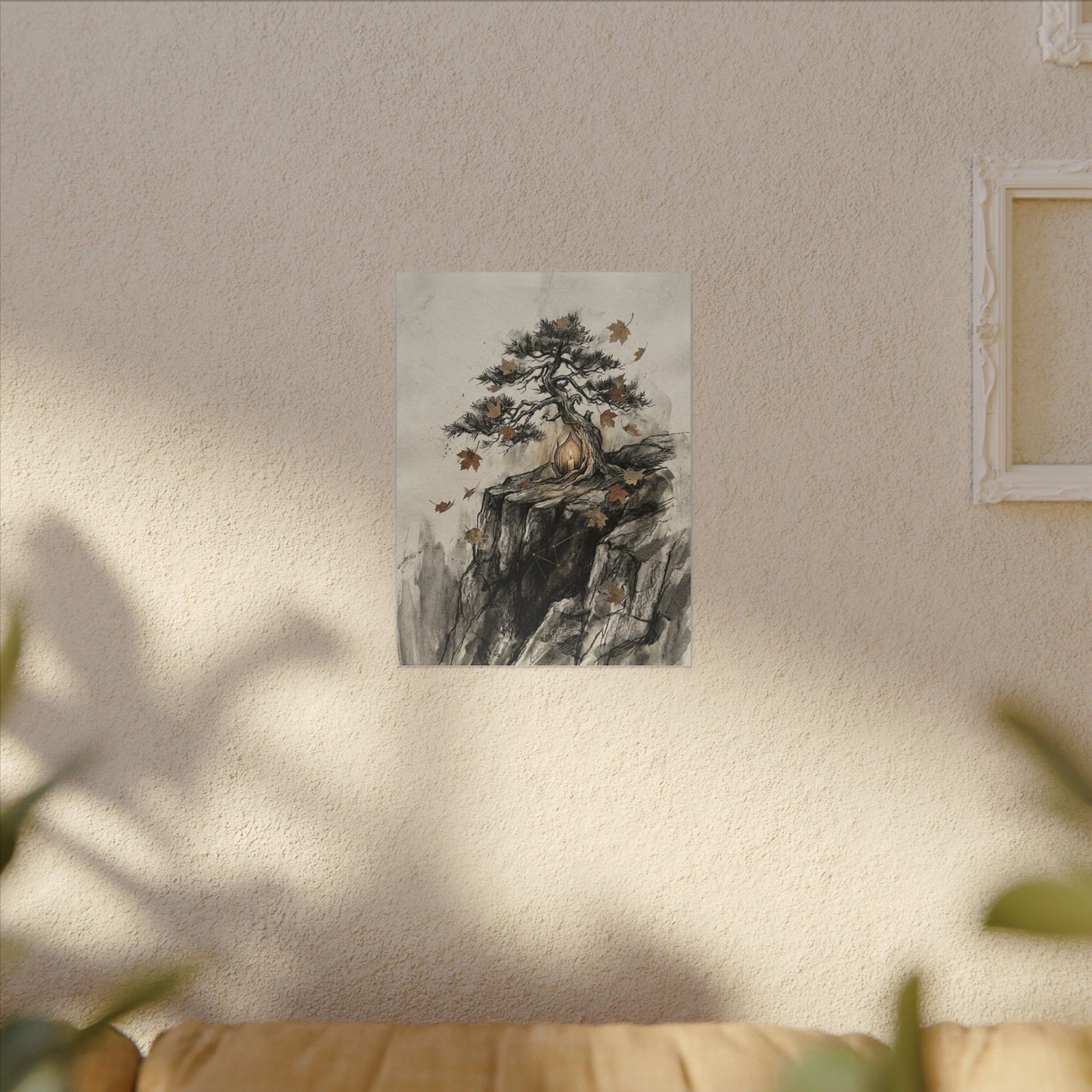 Pine Tree Autumn Canvas Art | Japandi Earthy Design