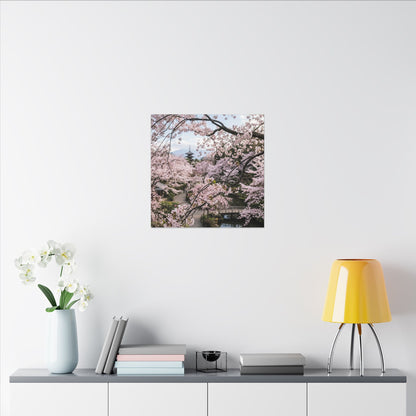 Cherry Blossom Winter Canvas Art | Dark Japandi Luxurious Design