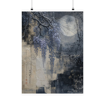 Moonlight Wisteria Wall Art Print - Japandi Seijaku