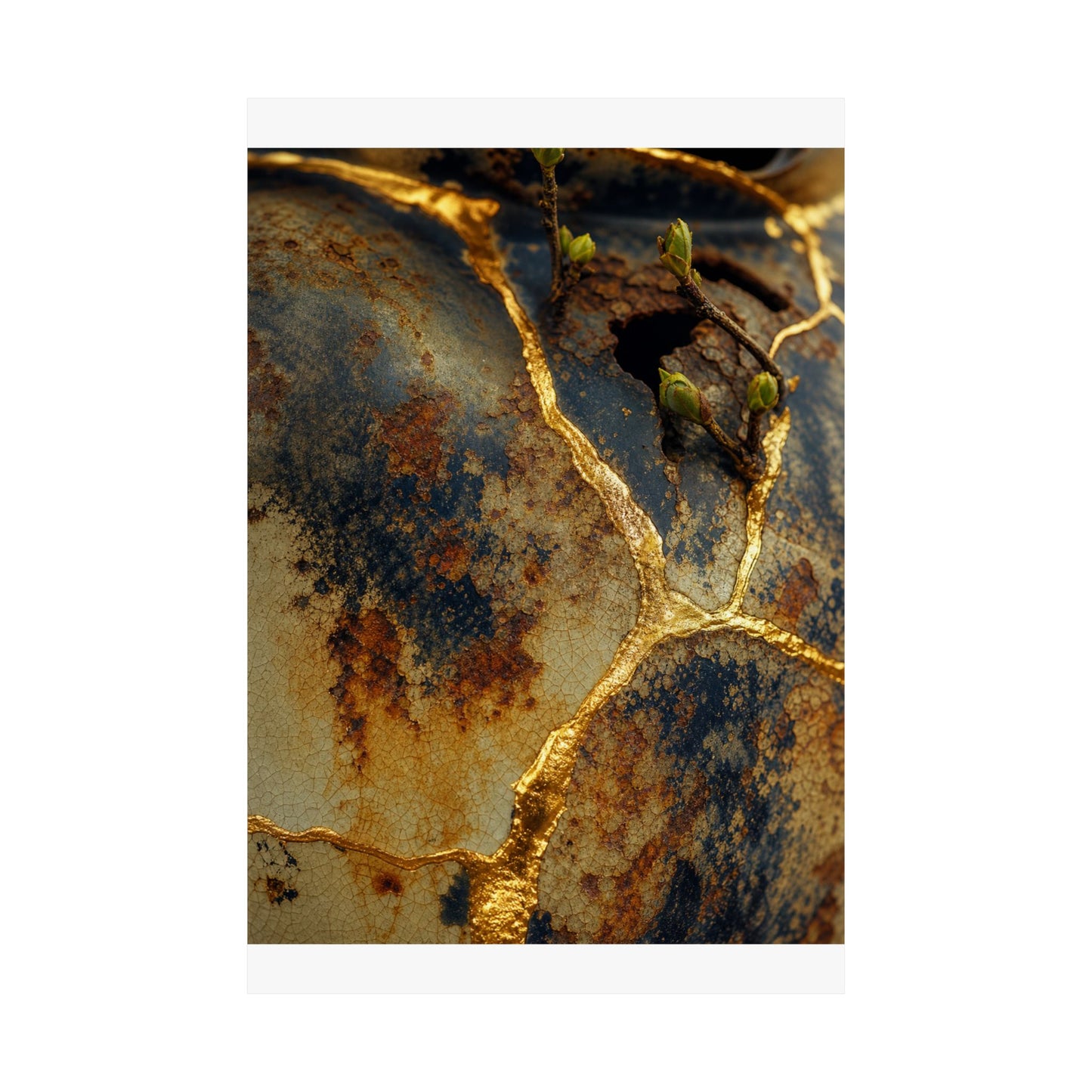 Healing Rust Patina Wall Art Print - Crackle Gold Kintsugi