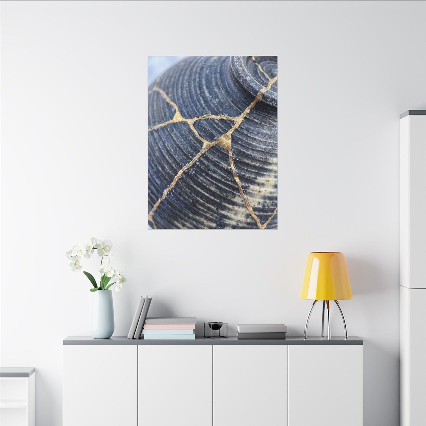 Shibui Water Ripple Canvas Art - Kintsugi Gold Repair