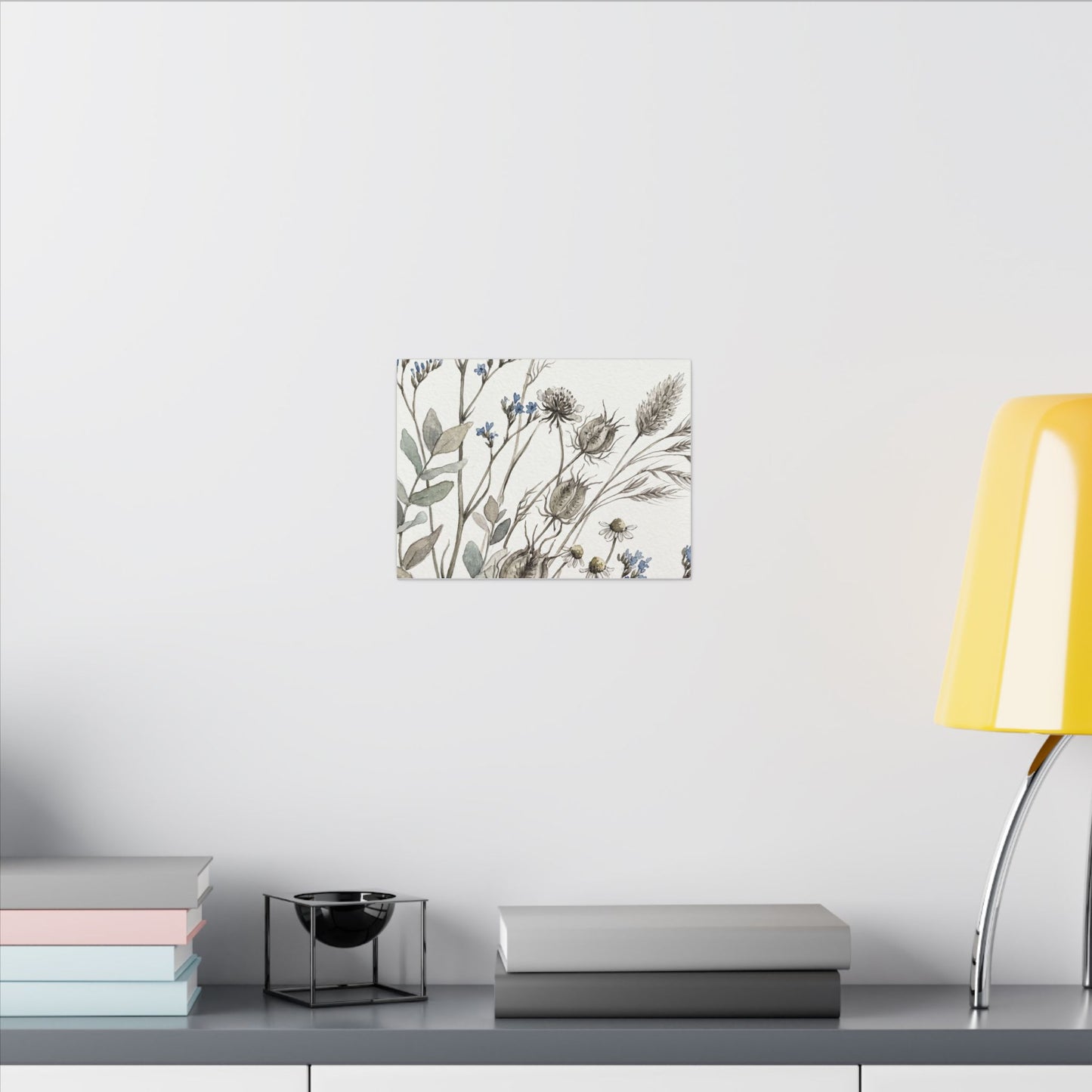 Dried Flowers Canvas Art | Summer Japandi Watercolor Art