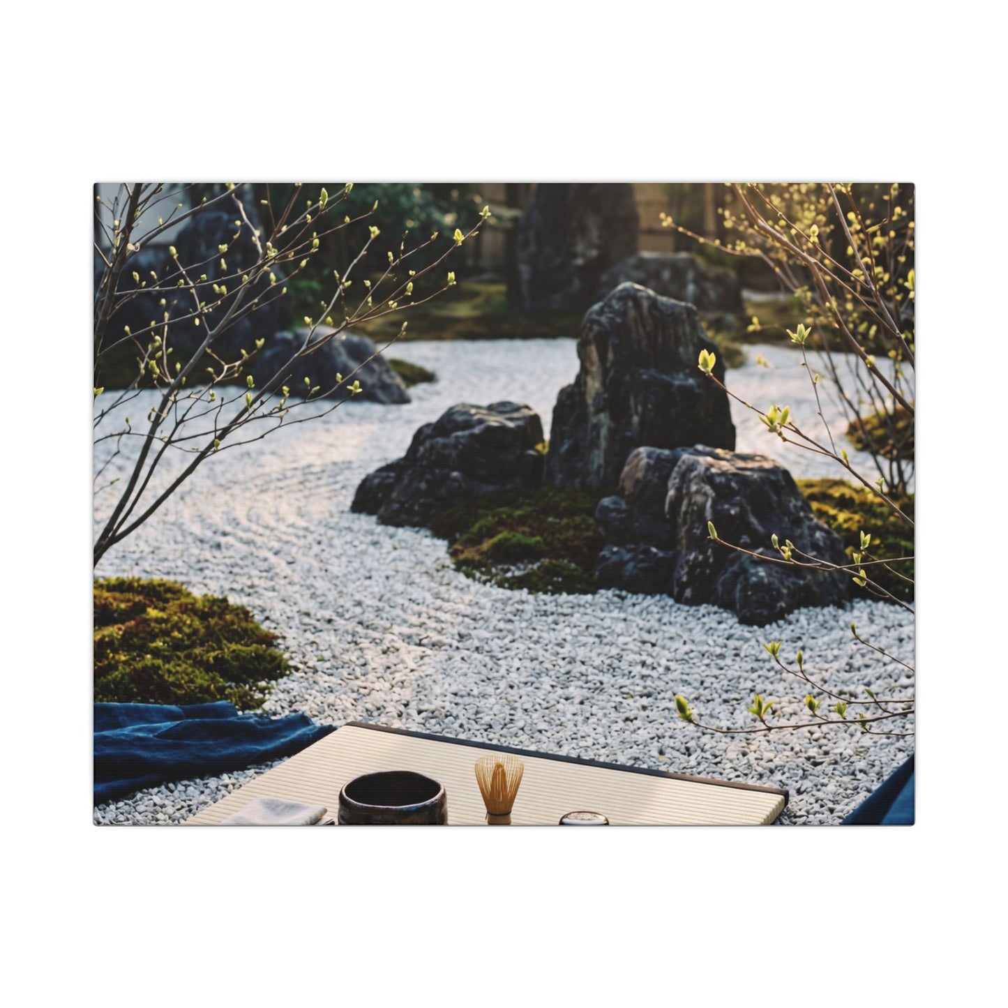 Zen Tea Ceremony in Golden Hour | Karesansui Canvas Art