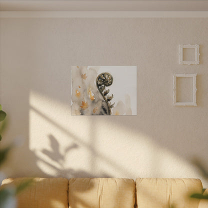 Fern Unfurling Watercolor Canvas Art | Earthy Japandi Art