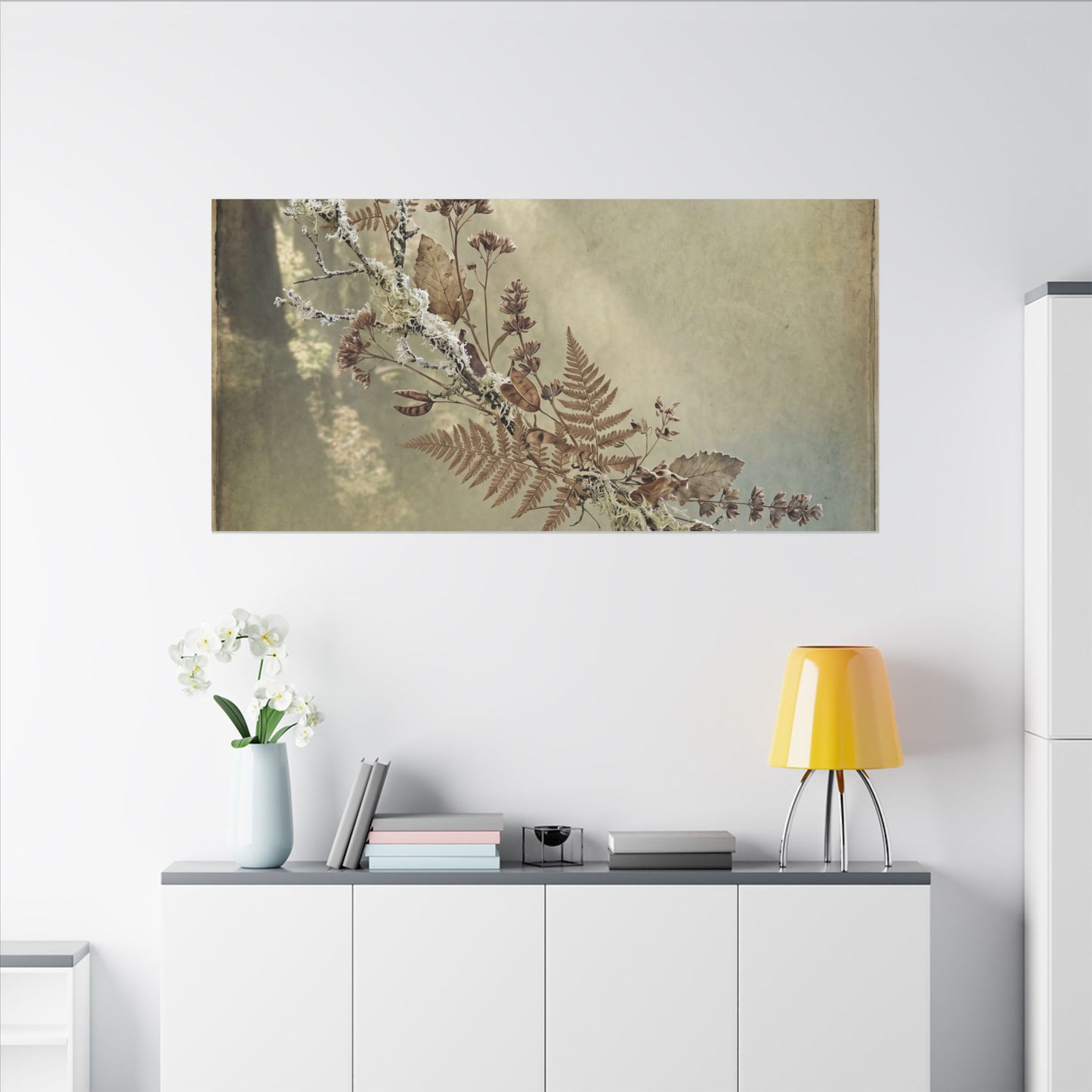 Winter Dried Flowers Forest Whimsy Canvas Art | Earthy Decor