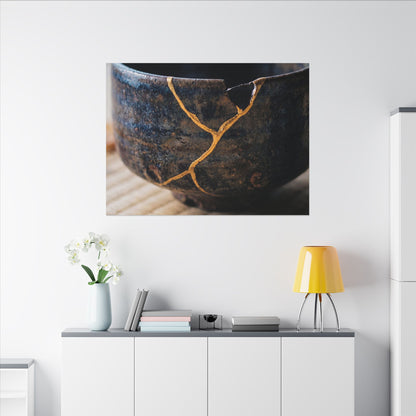 Tea Ceremony Autumn Canvas Art | Kintsugi Healing Design