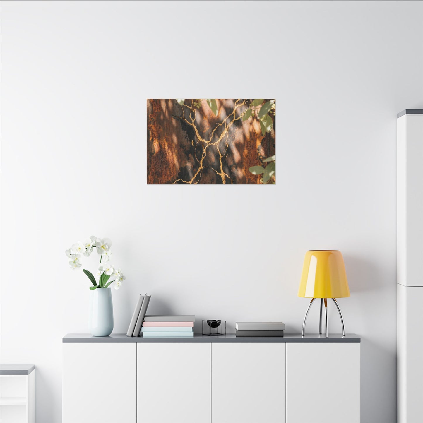 Kanso Rust Patina Canvas Art - Kintsugi Gold Vein