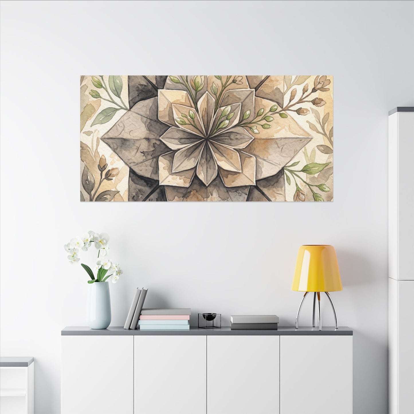 Warm Paper Fold Canvas Art - Watercolor Japandi