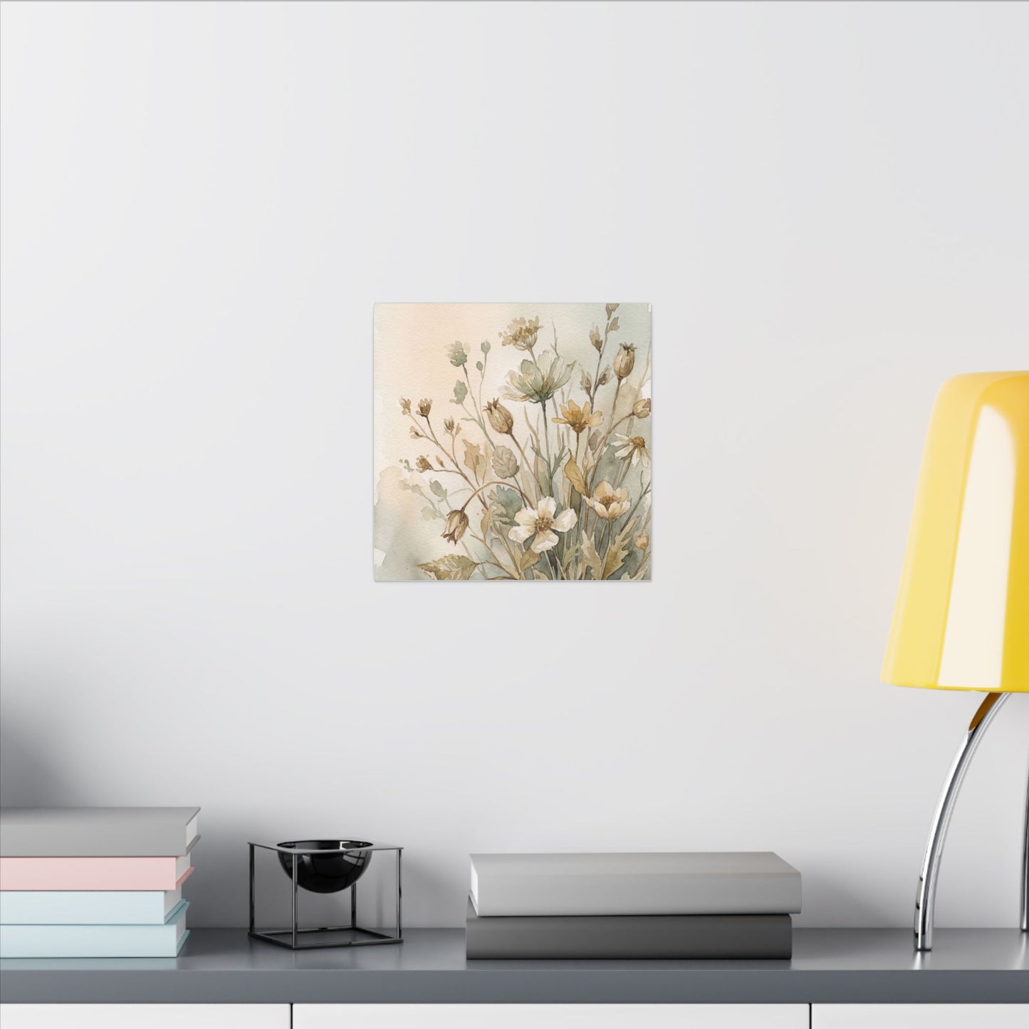 Summer Dried Flowers Watercolor Canvas Art | Elegant Decor