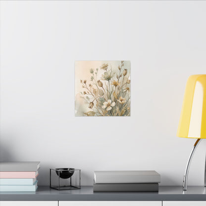 Summer Dried Flowers Watercolor Canvas Art | Elegant Decor