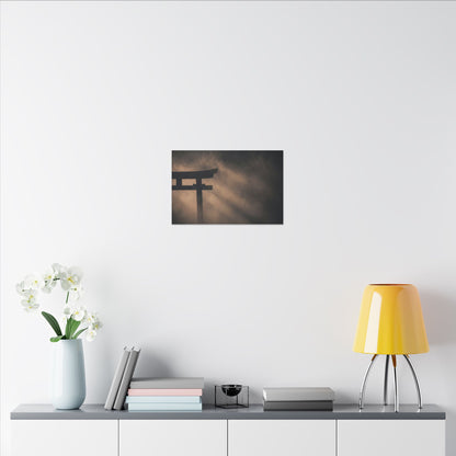 Torii Gate Shadow Zen Canvas Art | Bold Dark Japandi Art