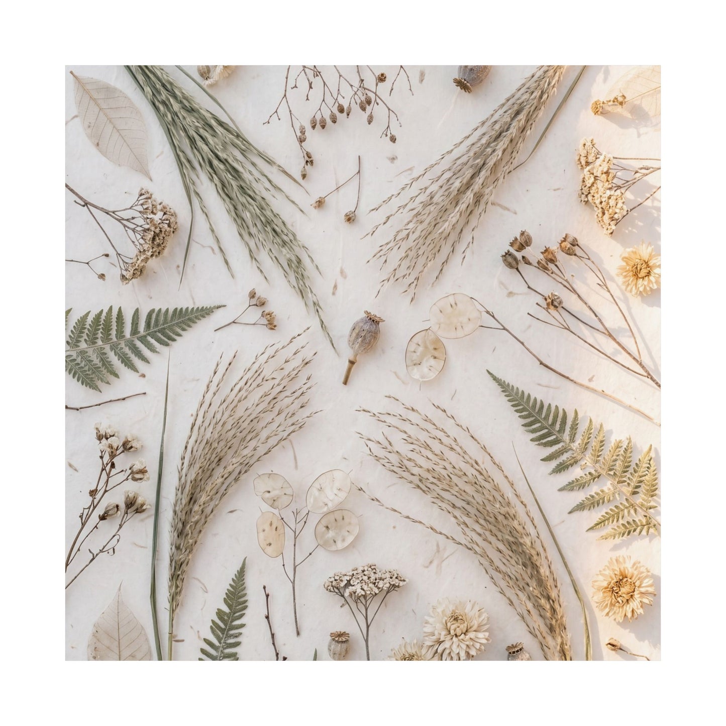 Cozy Dried Flowers Wall Art Print - Japanese Pattern Japandi