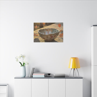 Japandi Ceramic Bowl in Golden Hour | Japanese Pattern Canvas Art