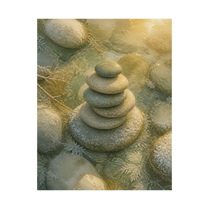 Neutral River Stones Wall Art Print - Watercolor Japandi