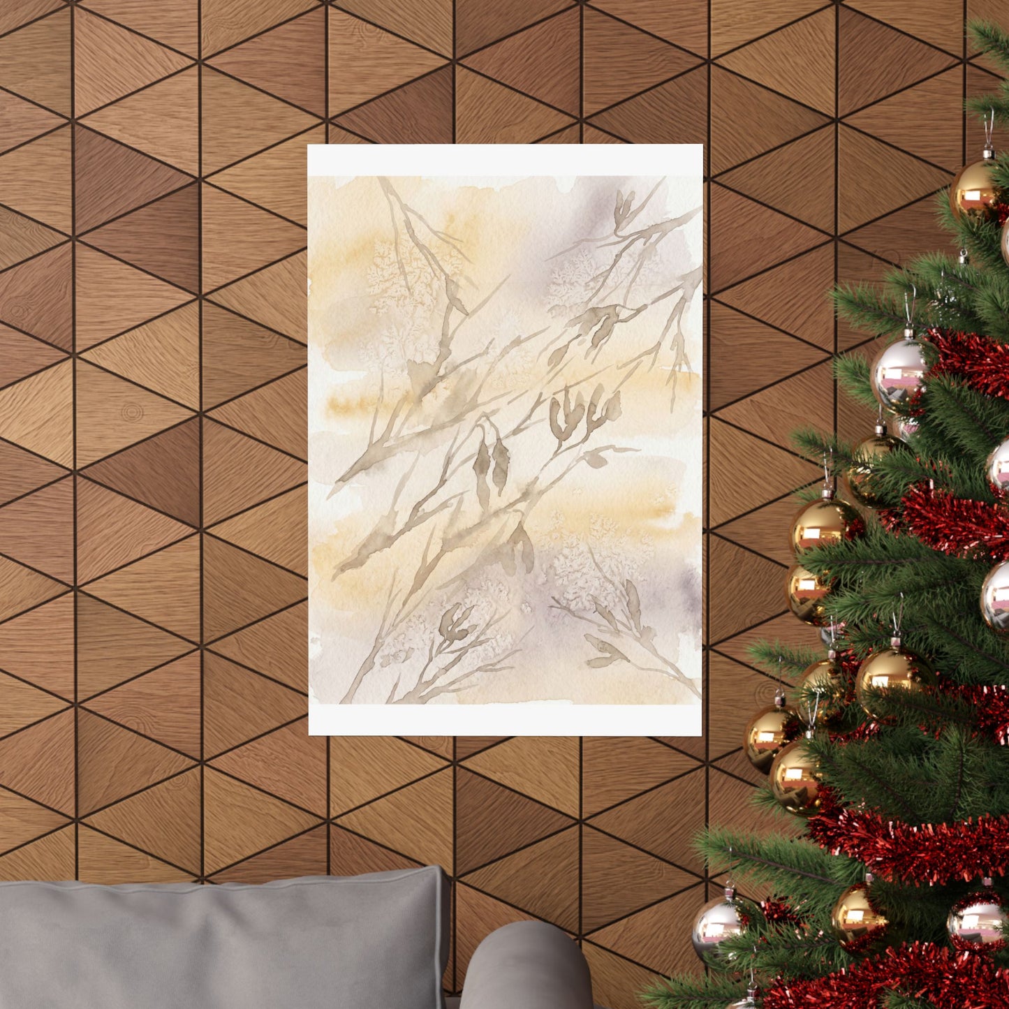 Shadow Play Winter Wall Art Print | Japandi Warm Design