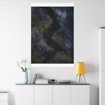Shibui Ink Brushstroke Canvas Art - Dark Japandi Dark Texture