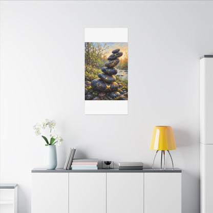 Spring River Stones Gold Repair Canvas Art | Healing Decor