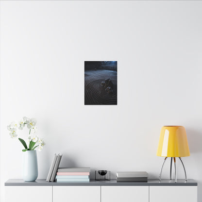 Moonlight Rock Garden Canvas Art - Dark Japandi Seijaku