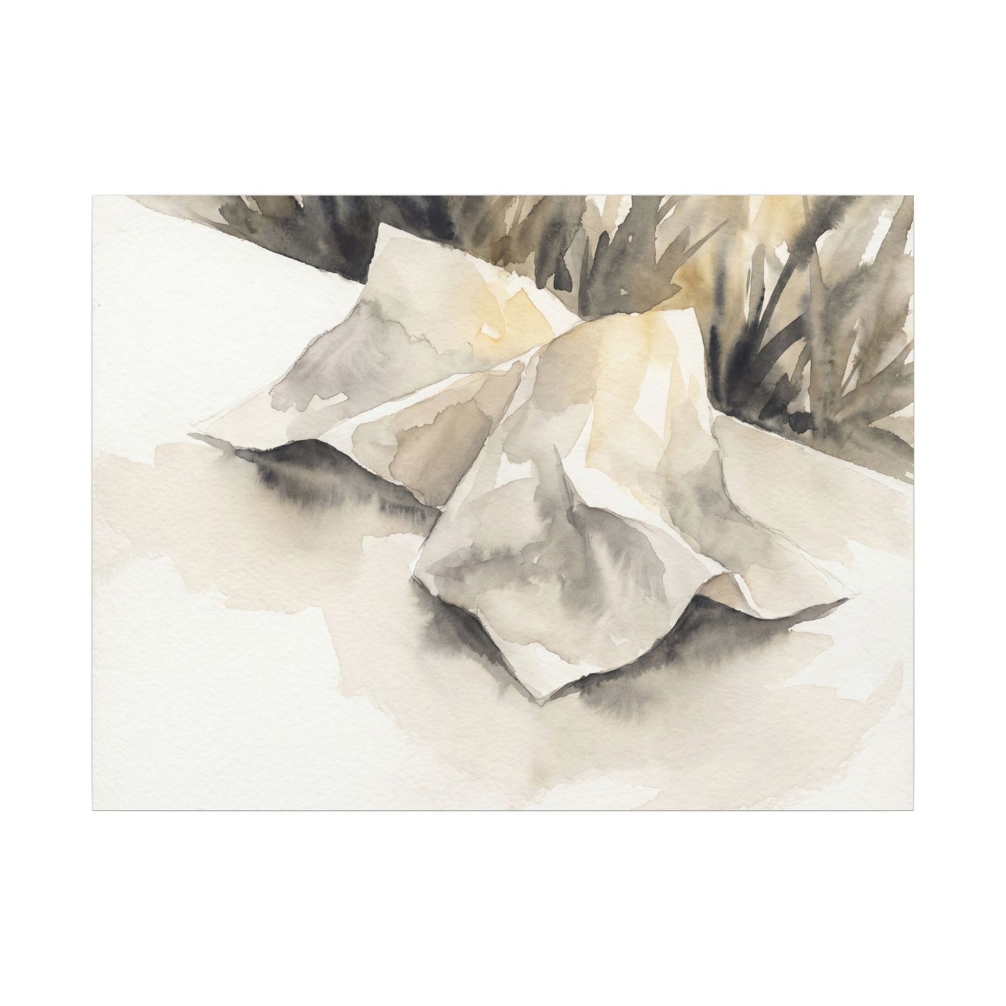 Paper Fold Watercolor Canvas Art | Warm Japandi Art