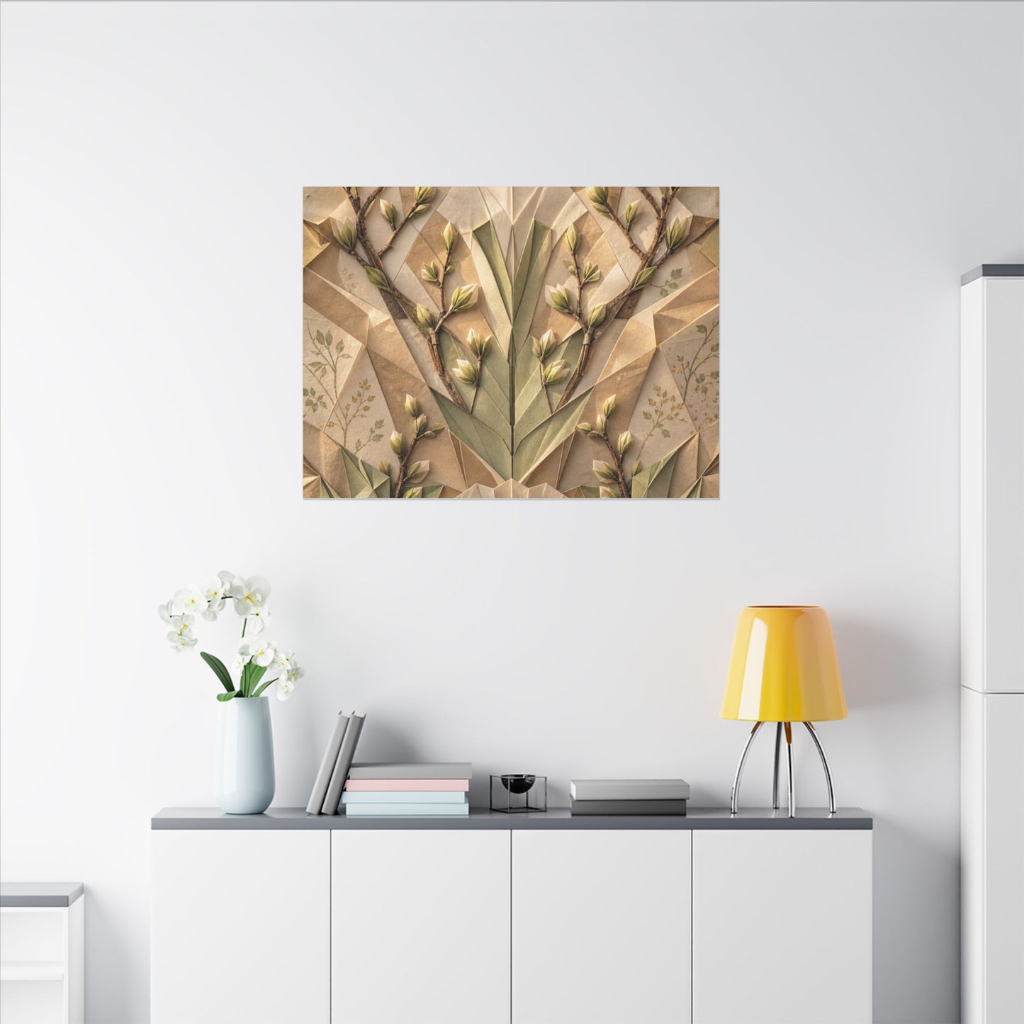 Kanso Paper Fold Canvas Art - Japandi Japanese Pattern