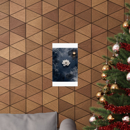 Lotus Flower Wall Art Print | Winter Zen Sumi E Art