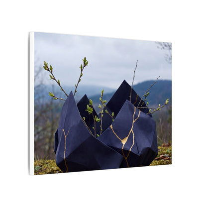 Paper Fold Canvas Art | Spring Kintsugi Gold Repair Art