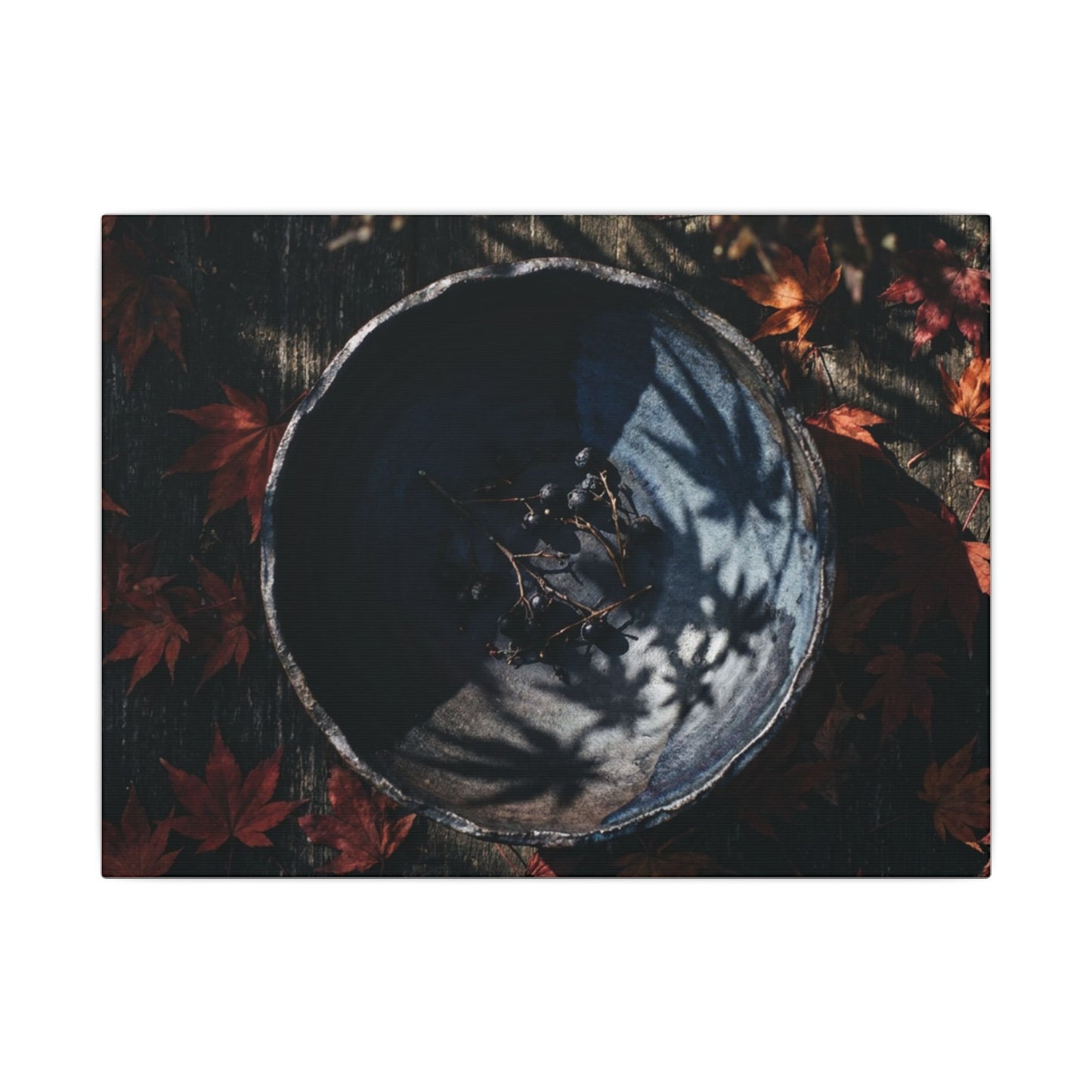 Autumn Ceramic Bowl Shadow Zen Canvas Art | Bold Decor