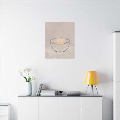 Ceramic Bowl Minimal Line Canvas Art | Neutral Japandi Art
