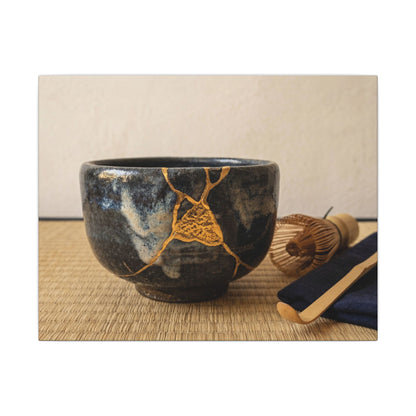 Kanso Tea Ceremony Canvas Art - Kintsugi Gold Vein