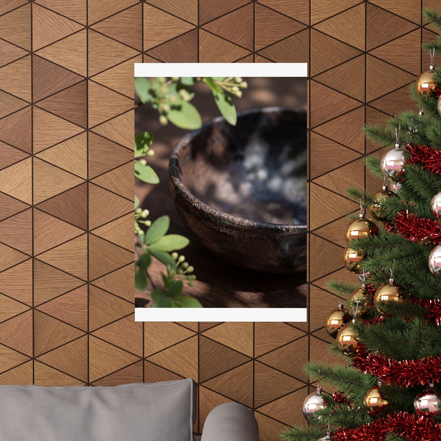 Ceramic Bowl Wall Art Print | Spring Dark Japandi Shadow Zen Art