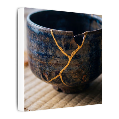 Tea Ceremony Autumn Canvas Art | Kintsugi Healing Design