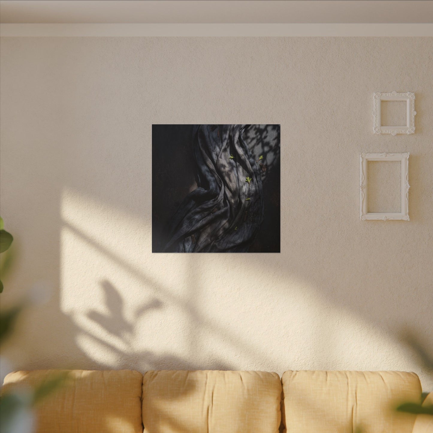 Seijaku Silk Drape Canvas Art - Dark Japandi Dark Texture