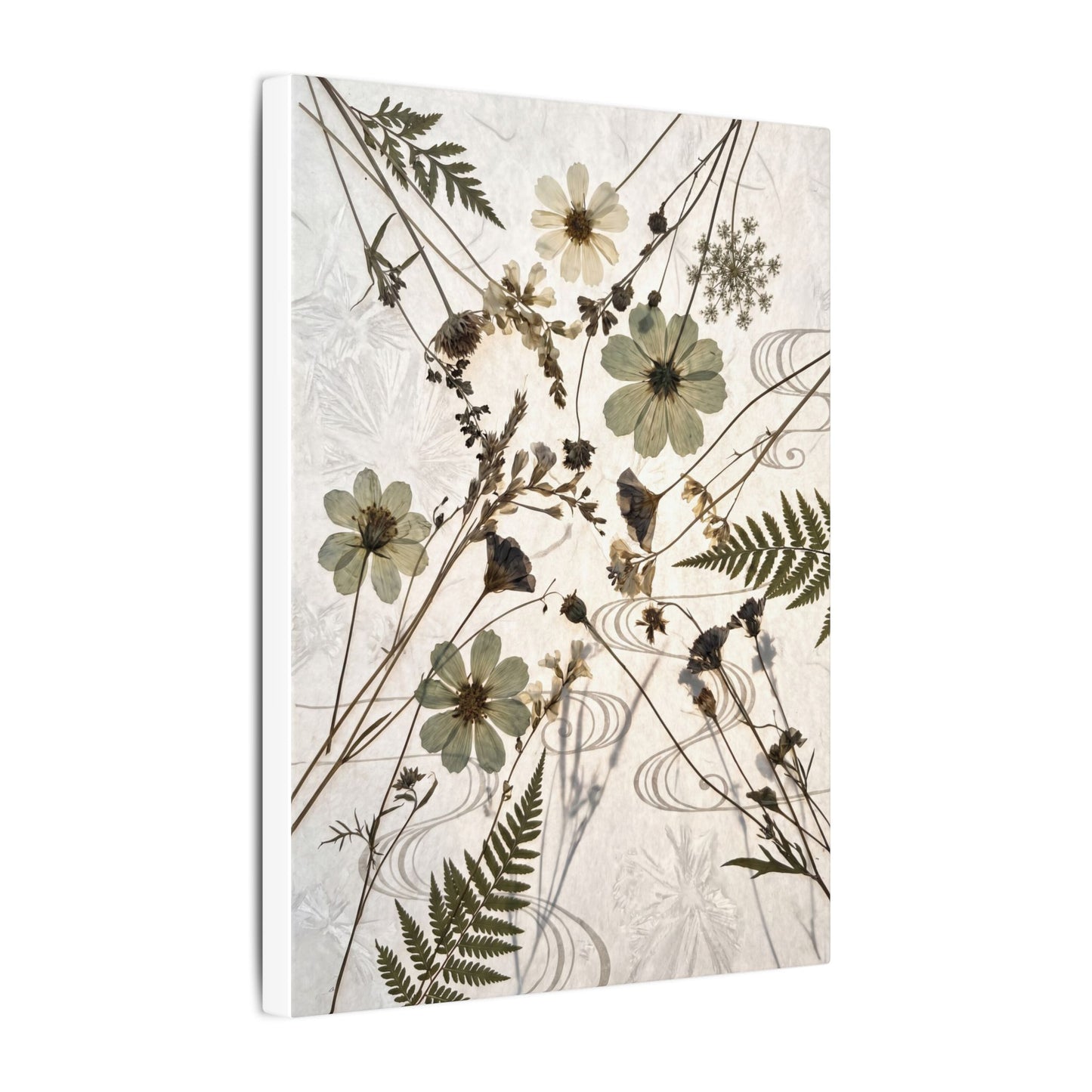 Japandi Dried Flowers in Golden Hour | Japanese Pattern Canvas Art