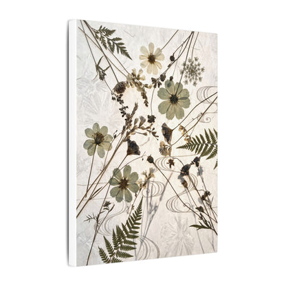 Japandi Dried Flowers in Golden Hour | Japanese Pattern Canvas Art