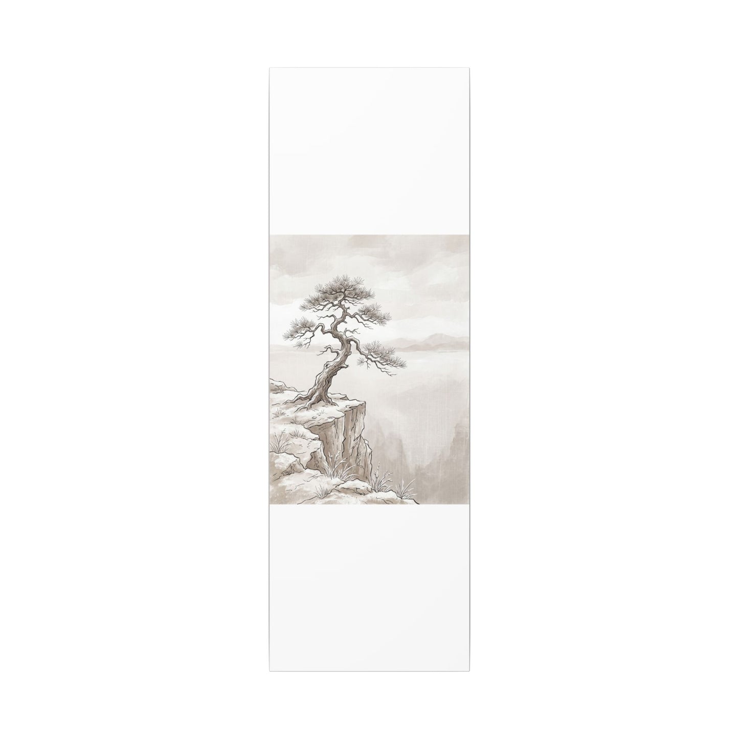 Neutral Pine Tree Canvas Art - Minimal Line Japandi