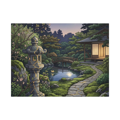 Spring Moonlit Garden Gold Vein Canvas Art | Resilient Decor