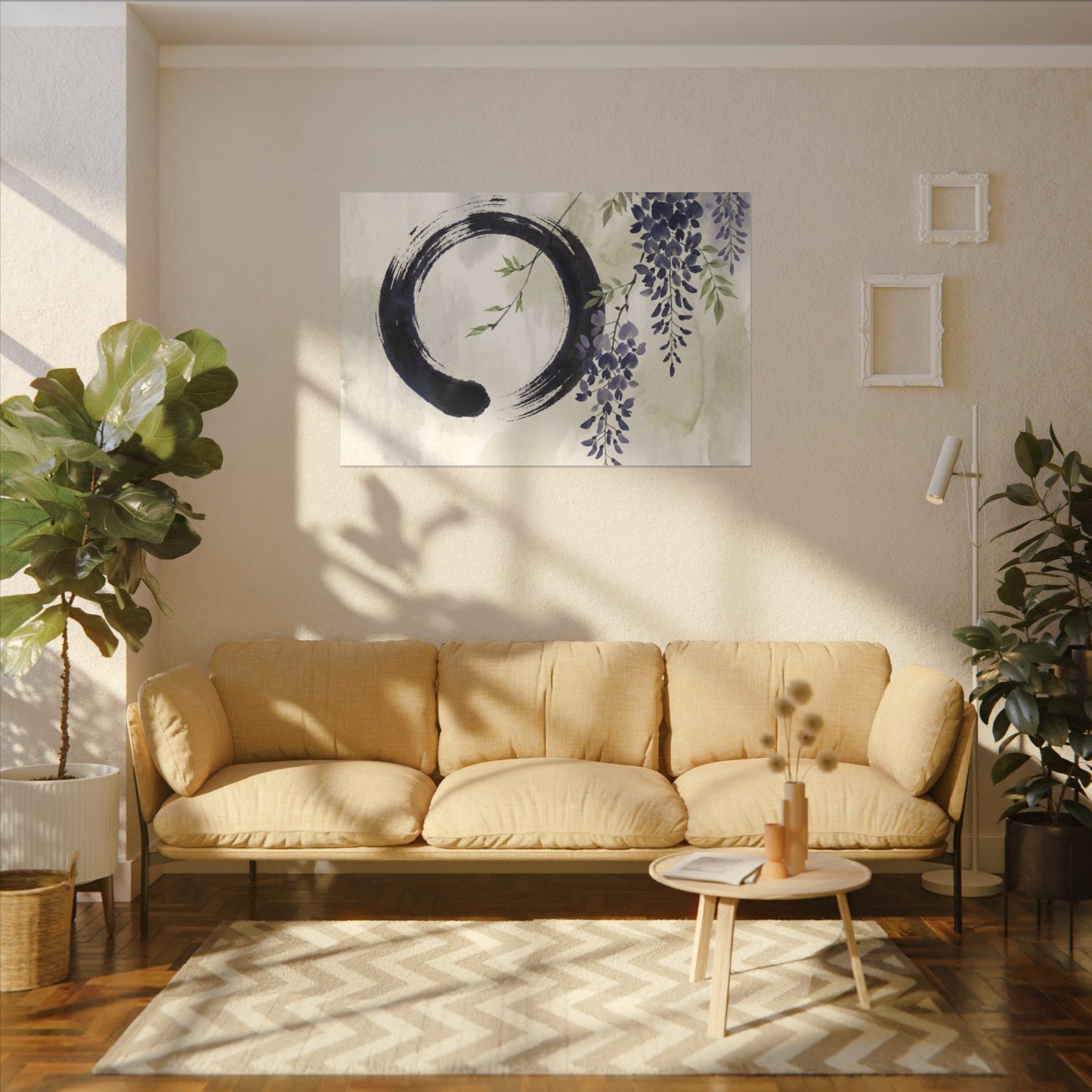Wisteria Enso Canvas Art | Serene Zen Art
