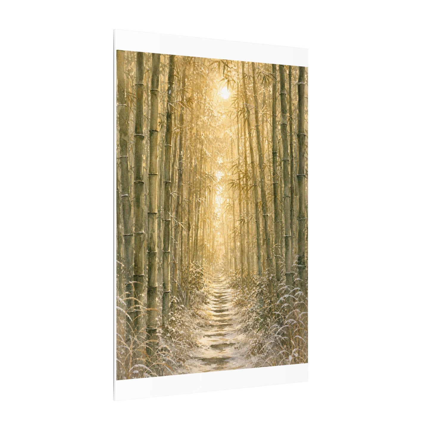 Bamboo Grove Winter Canvas Art | Japandi Elegant Design