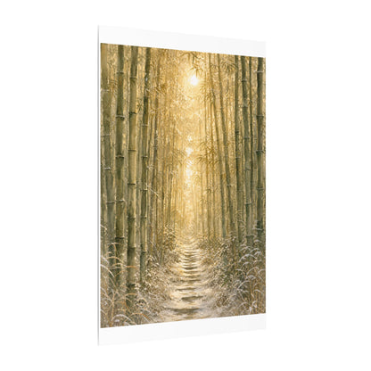 Bamboo Grove Winter Canvas Art | Japandi Elegant Design