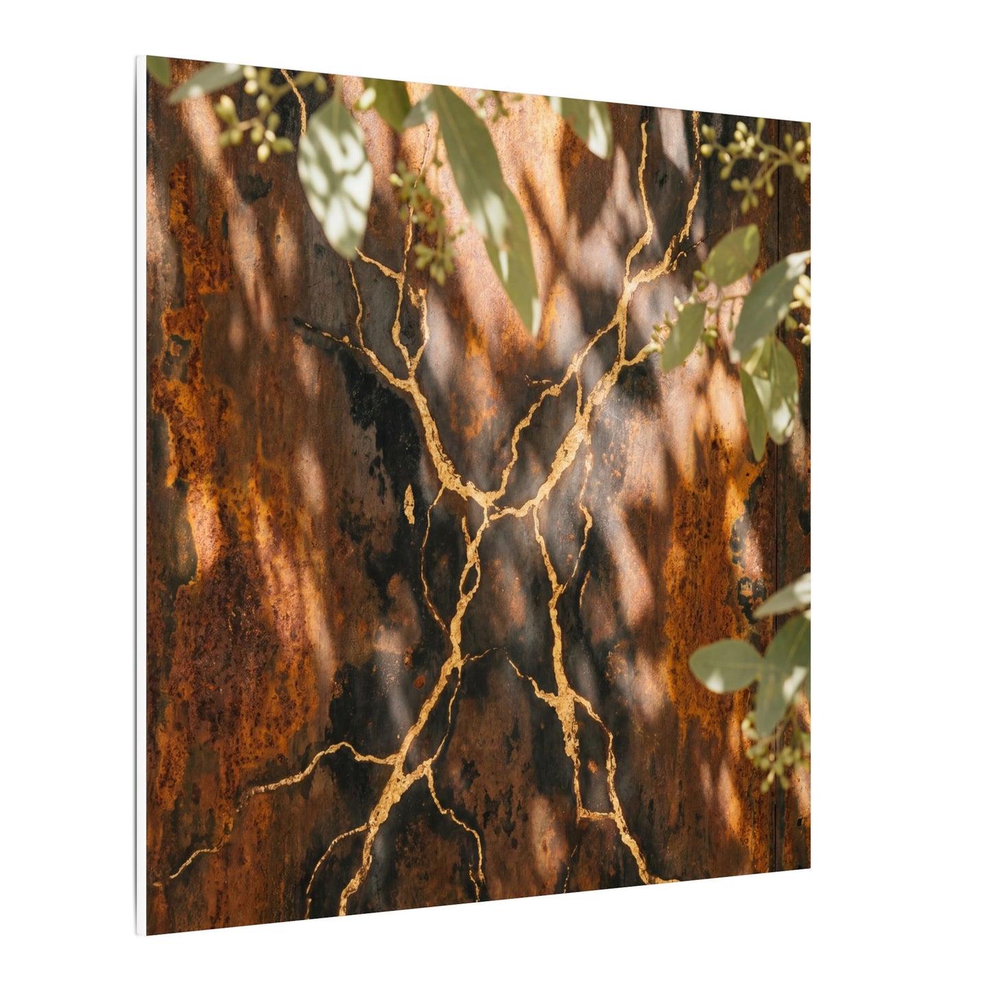 Kanso Rust Patina Canvas Art - Kintsugi Gold Vein