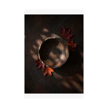 Ceramic Bowl Wall Art Print | Autumn Dark Japandi Dark Texture Art