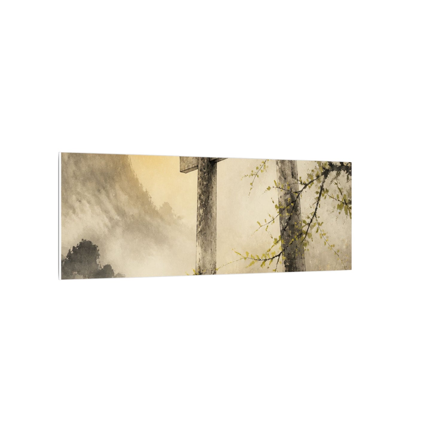 Spring Torii Gate Sumi E Canvas Art | Tranquil Decor